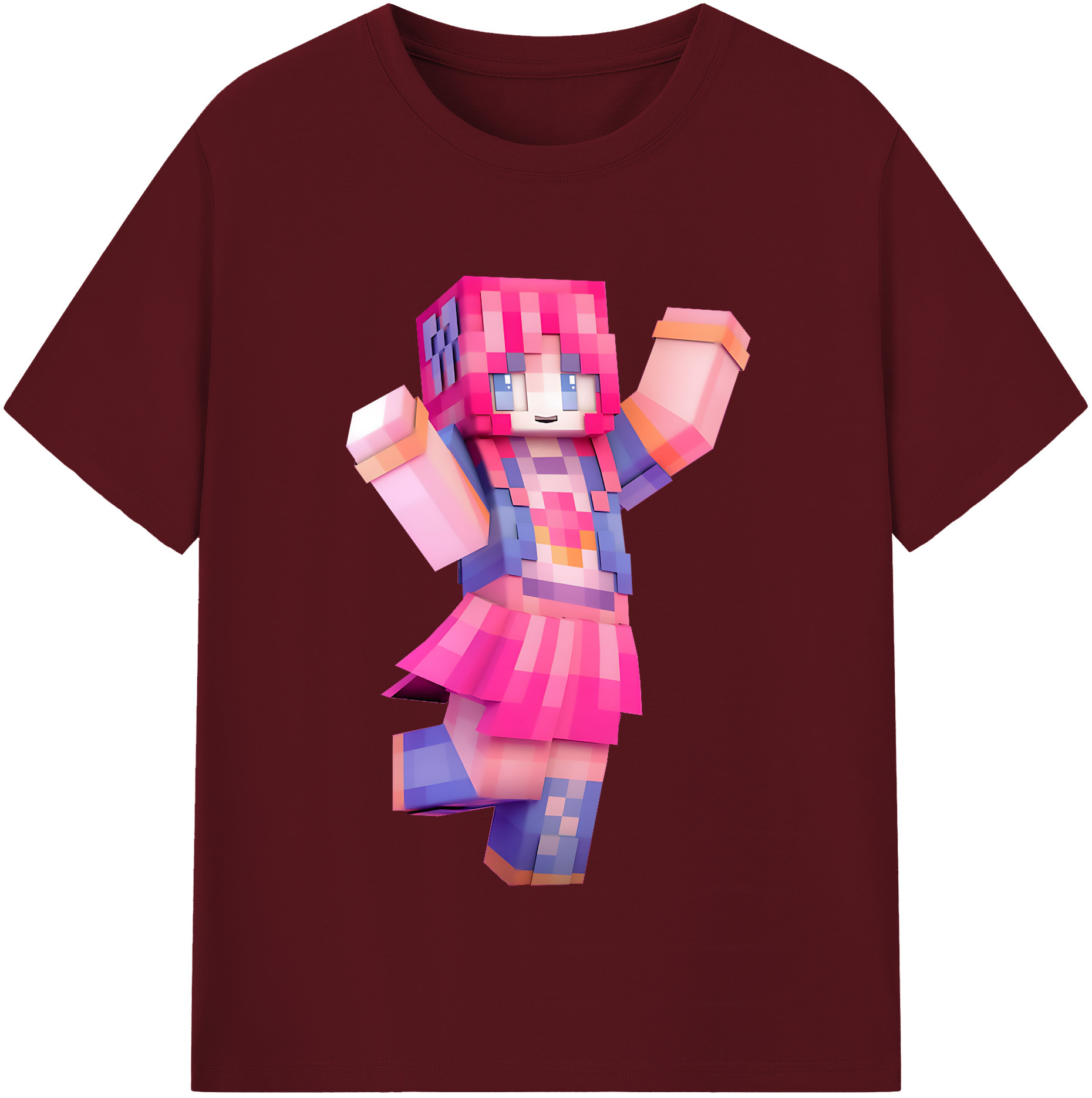 （画像用） マインクラフト ブロックの世界 Minecraft MC Block world 綿100％半袖Tシャツ（フロントプリント）